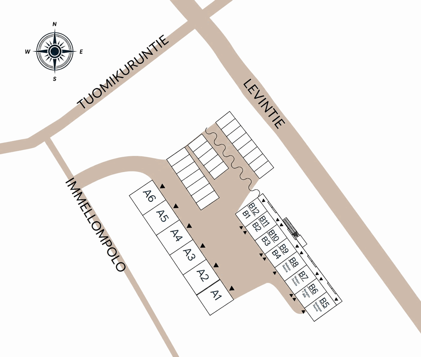 Situatieplan Camp Edmund — ligging van de tien appartementen